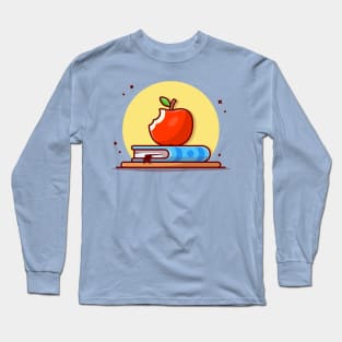 Apple On The Book Cartoon Vector Icon Illustration Long Sleeve T-Shirt